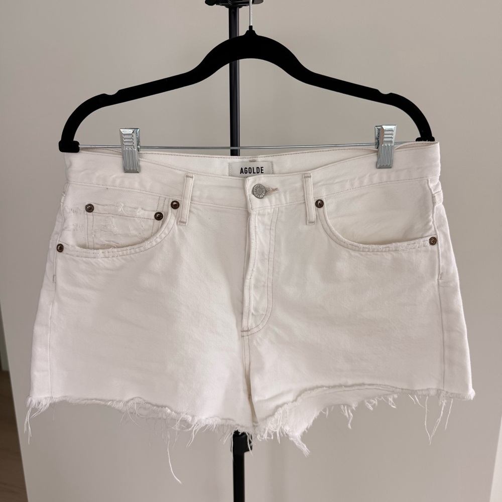 Agolde Parker Shorts (White Frayed Hem)